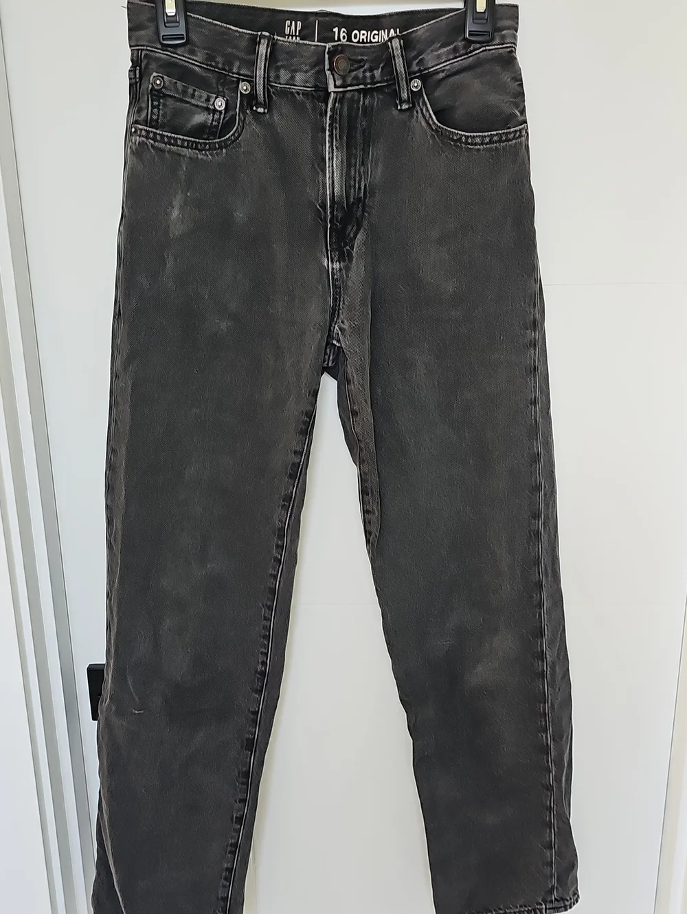 GAP Teen Black Washed Straight Jeans Sz 16 Original
